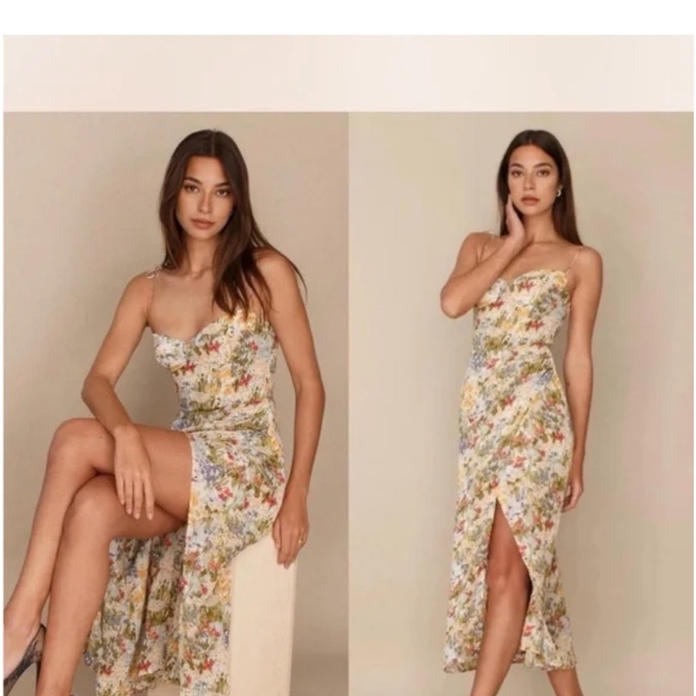 Reformation Strapless Floral Dress - Multicolor